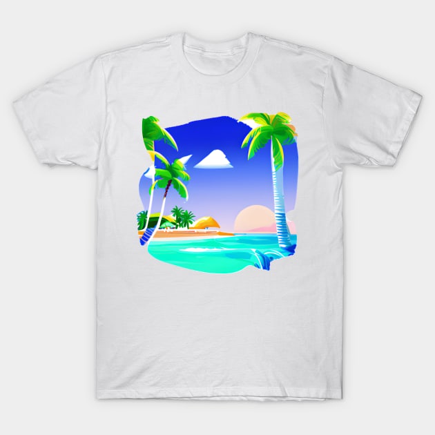 Summer lover, beach, palm trees. T-Shirt by kameleon